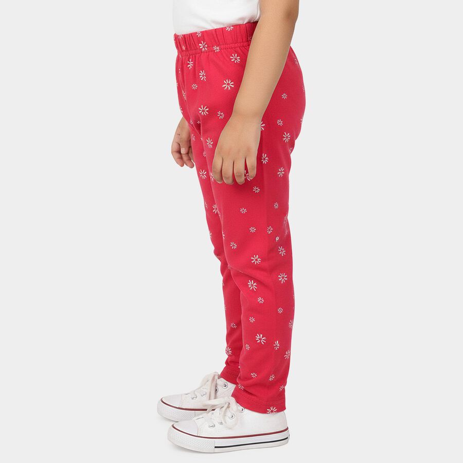 Girls Fuchsia Regular Fit Floral Printed Pyjama, रानी (फ्यूशिया), large