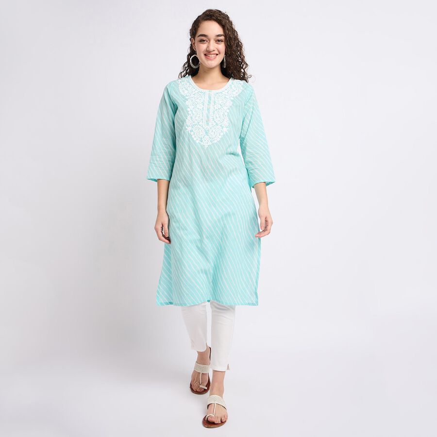 Ladies' 100% Cotton Kurta , एक्वा, large image number null