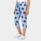 Girls' Mid Blue Regular Fit Unicorn Printed Elastic Waist Capri, Mid Blue, small