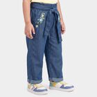 Girls Blue Wide Leg Embroidered Jeans, गहरा नीला, small