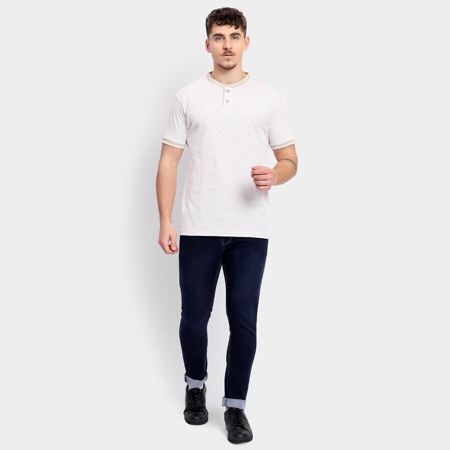 Men's Henley Half Sleeves T-Shirt , Beige, large image number null