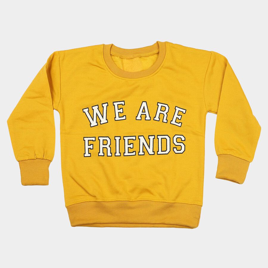 Boys' Yellow Crew Neck Pullover Sweatshirt, Yellow, large