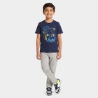 Boys Blue Round Neck Regular Boys T-Shirt, Dark Blue, small