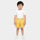 Boys' Yellow Regular Fit Printed Elastic Waist Bermuda Shorts, पीला, small