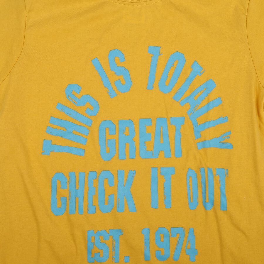 Boys' Half Sleeves T-Shirt, मस्टर्ड, large