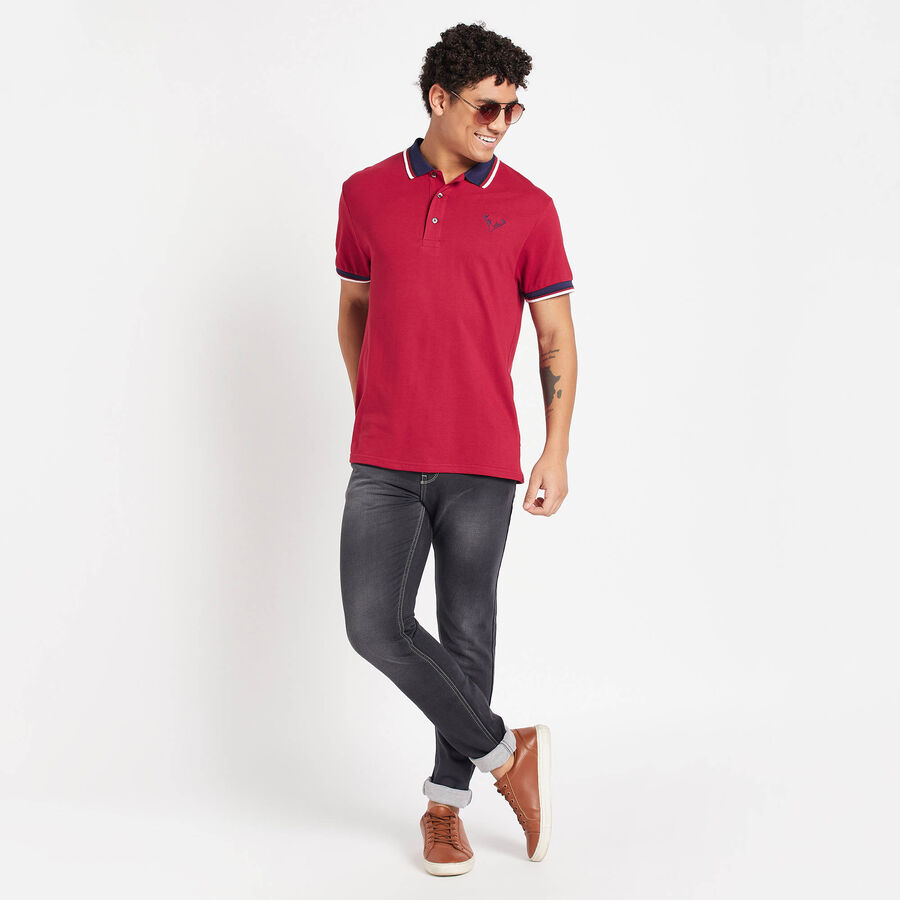 Solid Polo Shirt, मरून, large image number null