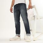 Men's Stonewashed Slim Fit Five-Pocket Jeans, Dark Blue, small image number null