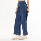 Women's Deep Indigo Wide-Leg High-Waist Jeans, मध्यम नीला, small image number null
