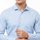 Men's Blue 100% Cotton Regular Fit Formal Shirt, Mid Blue, small