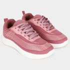 Women's Pink Lace-Up Sneakers, गुलाबी, small