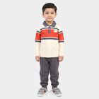 Boys' Off White Cotton Polo Neck Colorblocked Baba Suit, ऑफ व्हाइट, small