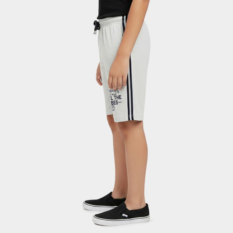 Boys' Ecru Melange Regular Fit Cotton Blend Bermuda Shorts, एक्रू मिश्रित, large