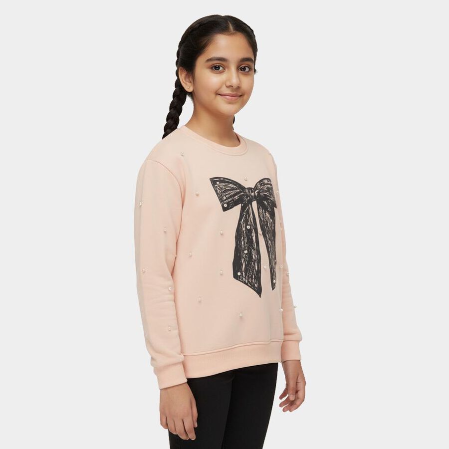 Girls' Sweatshirt, हल्का गुलाबी, large image number null