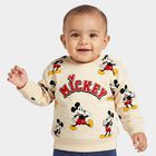 Infants' Beige Cotton Round Neck Pullover Sweatshirt, गहरा पीला, small