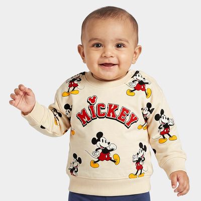 Infants' Beige Cotton Round Neck Pullover Sweatshirt