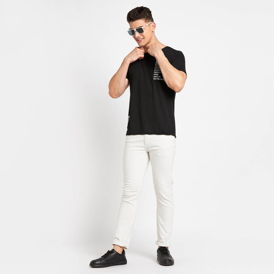 Round Neck T- Shirt, Black, large image number null