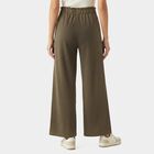 Women's Olive Green Wide Leg Tie-Up Trousers, ओलिव, small