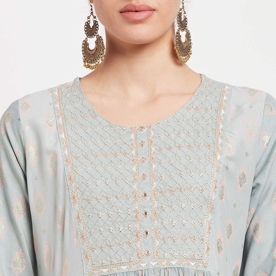Embroidered Kurta, हल्का नीला, large image number null