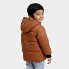 Boys Brown Hooded Puffer Jacket, Brown, small