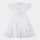 Girls' White Sleeveless A-Line Dress, White, small