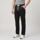 Men's Black Straight Fit Drawstring Jeans, काला, small