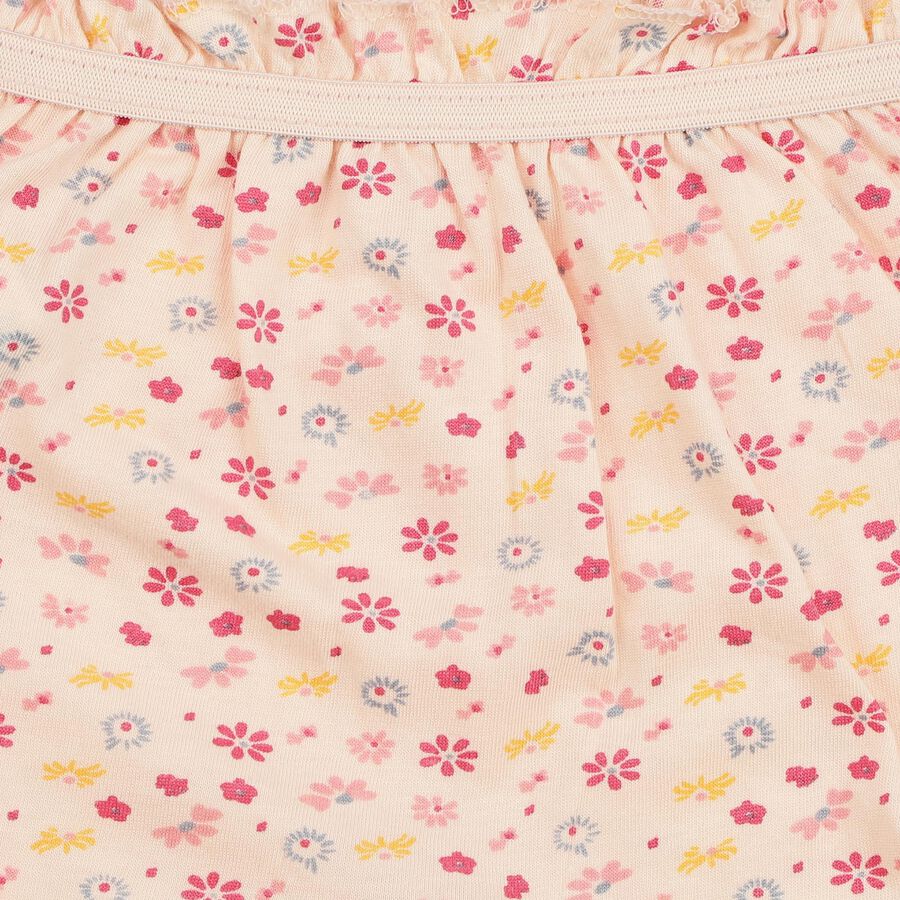 Girls' Peach Regular Fit Floral Printed Bloomer, पीच, large