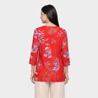 Women's Red Round Neck Floral Printed Straight Kurti, लाल, small