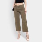 Ladies' 100% Cotton Trousers, Olive, small