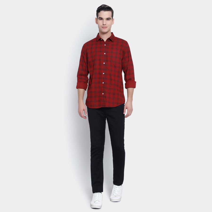 Cotton Checks Casual Shirt, Maroon, large image number null