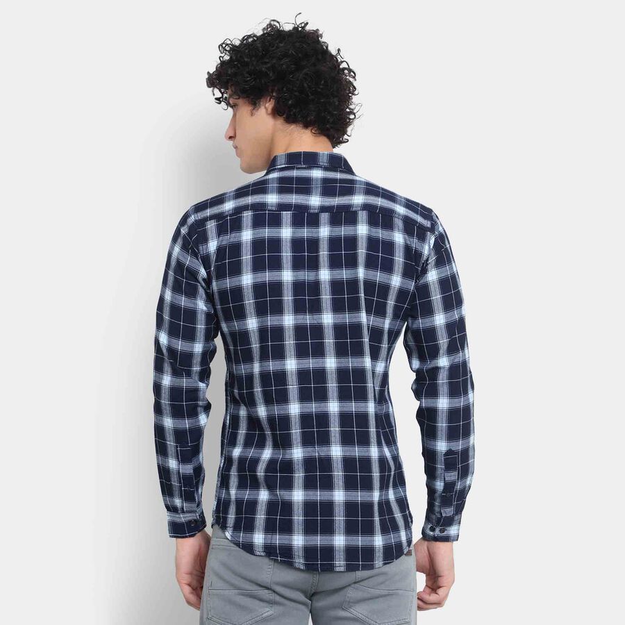 Checked Casual Shirt, Dark Blue, large image number null