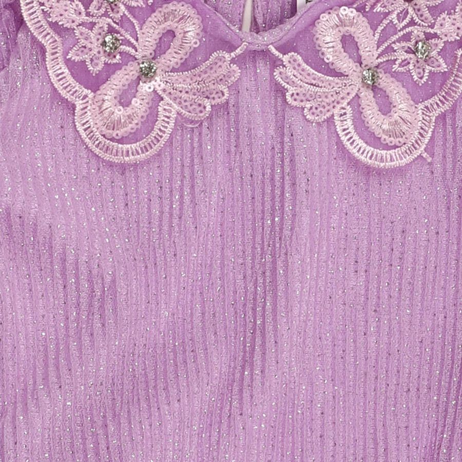 Girls Lavender Peter Pan Collar Romantic T-Shirt, Lilac, large
