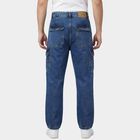 Men's Blue Regular Fit Washed Jeans, Dark Blue, small