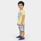 Boys' Yellow Cotton Round Neck Graphic Baba Suit, Yellow, small