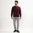 Men's Deep Burgundy Crew Neck Casual Sweatshirt, Wine, small image number null