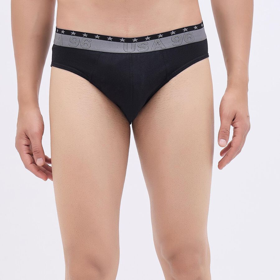 Men's 100% Cotton V-Cut Briefs, Black, large image number null