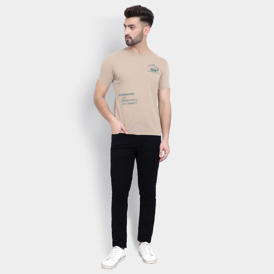 Round Neck T-Shirt, Beige, large image number null