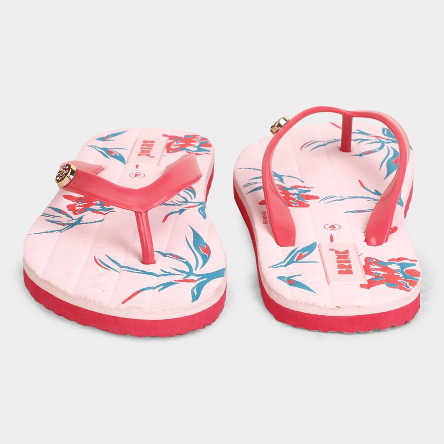 Womens Printed Sliders, गुलाबी, large image number null