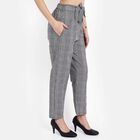 Checks Regular Fit High Rise Trousers, Black, small image number null