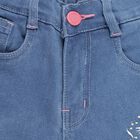Girls' Stonewashed Blue Regular Fit Embroidered Jeans, मध्यम नीला, small image number null