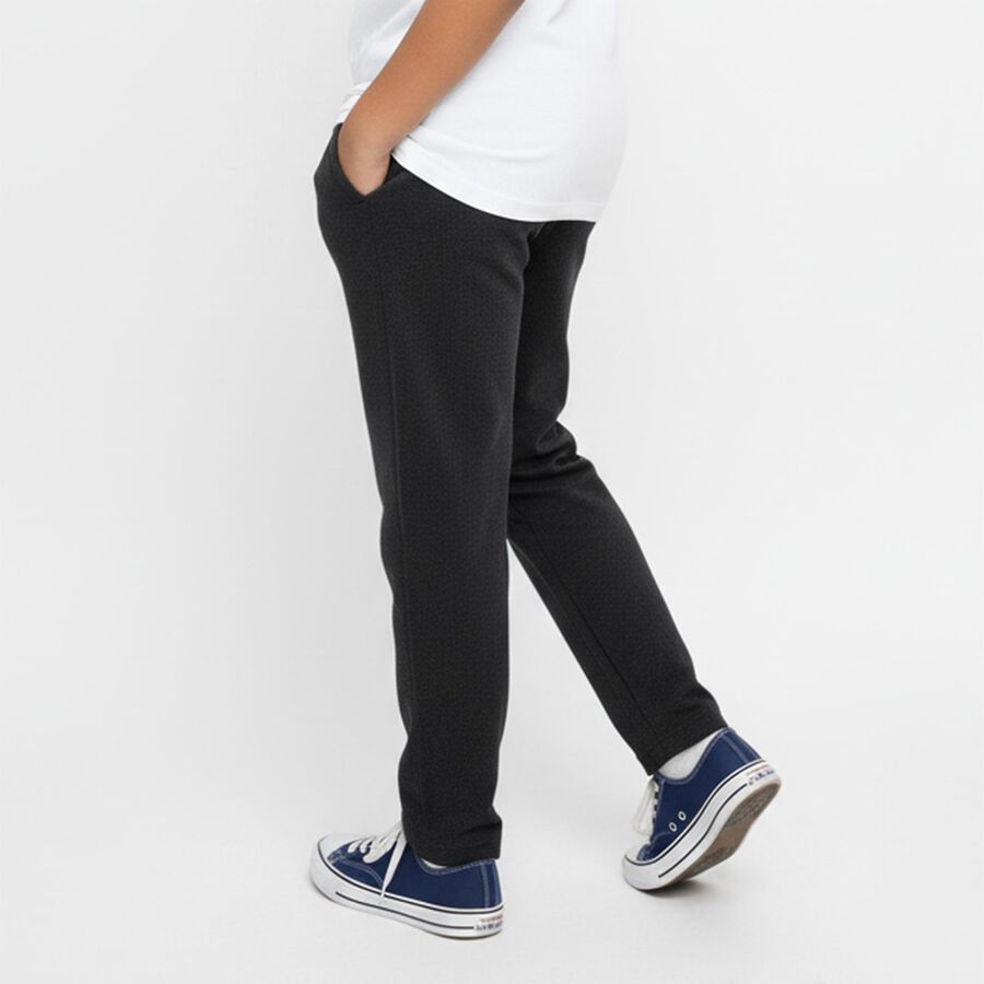 Boys' Charcoal Black Printed Cotton Blend Pyjama, Charcoal, large image number null