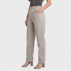 Women's Grey Straight Fit Utility Trousers, Light Grey, small
