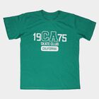 Boys' Dark Green Round Neck Casual T-Shirt, Dark Green, small