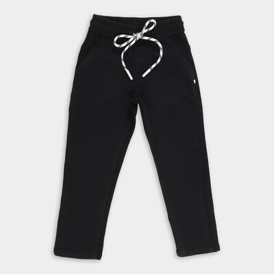 Boys' Jet Black Tapered Fit Elastic Waist Jeans