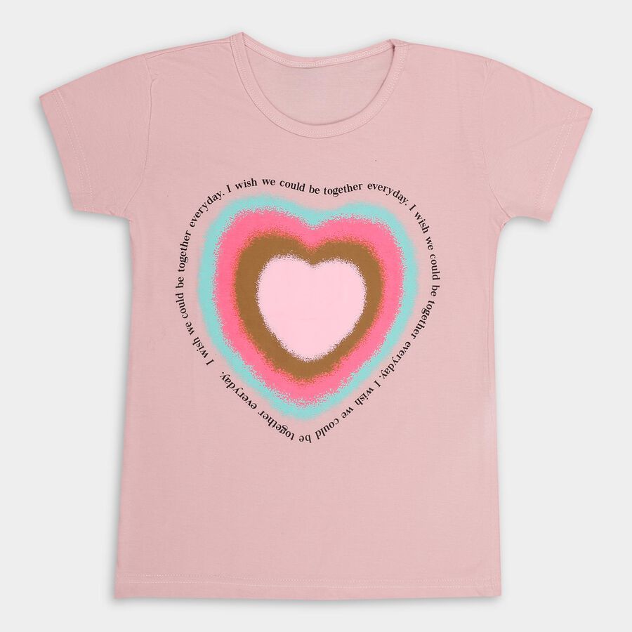 Girls' 100% Cotton T-Shirt , गुलाबी, large image number null