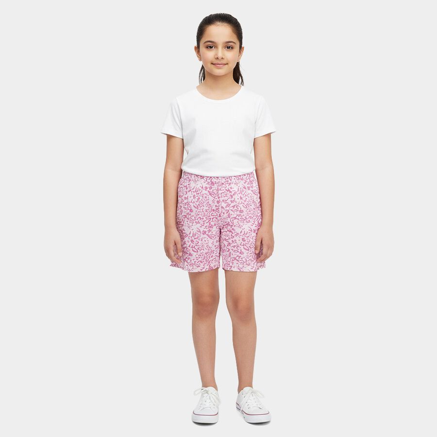 Girls' Lilac Regular Fit Casual Shorts, लाइलेक, large