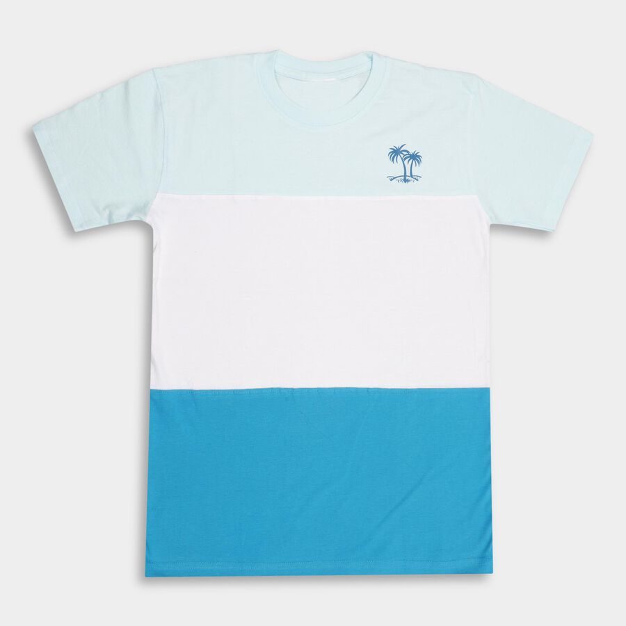 Boys' 100% Cotton Half Sleeves T-Shirt , टील ब्लू, large image number null