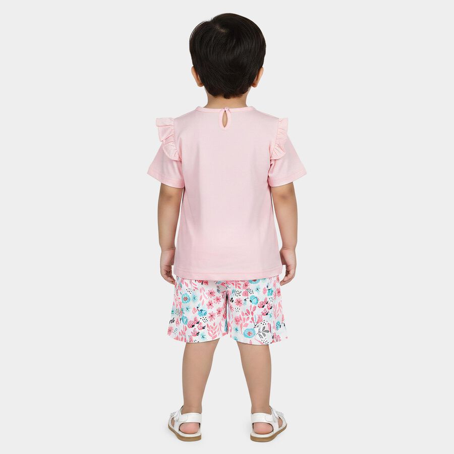 Infants Light Pink Cotton Upper and Bottom Set, Light Pink, large