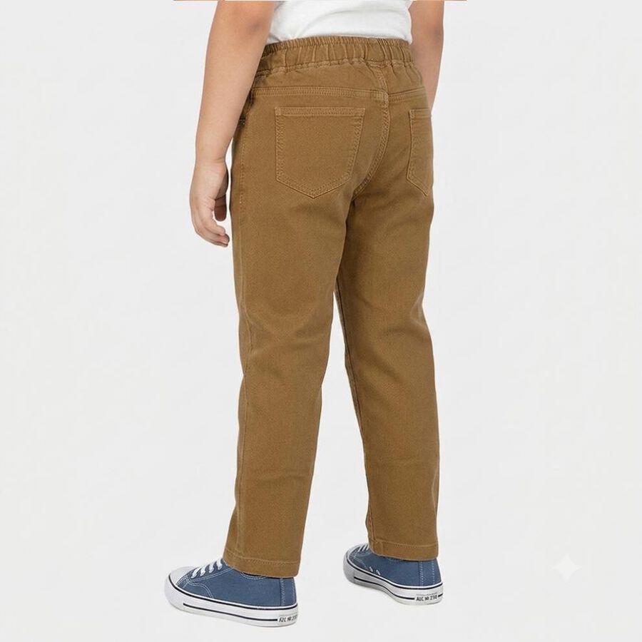 Boys' Beige Straight Fit Drawstring Waist Jeans, गहरा पीला, large