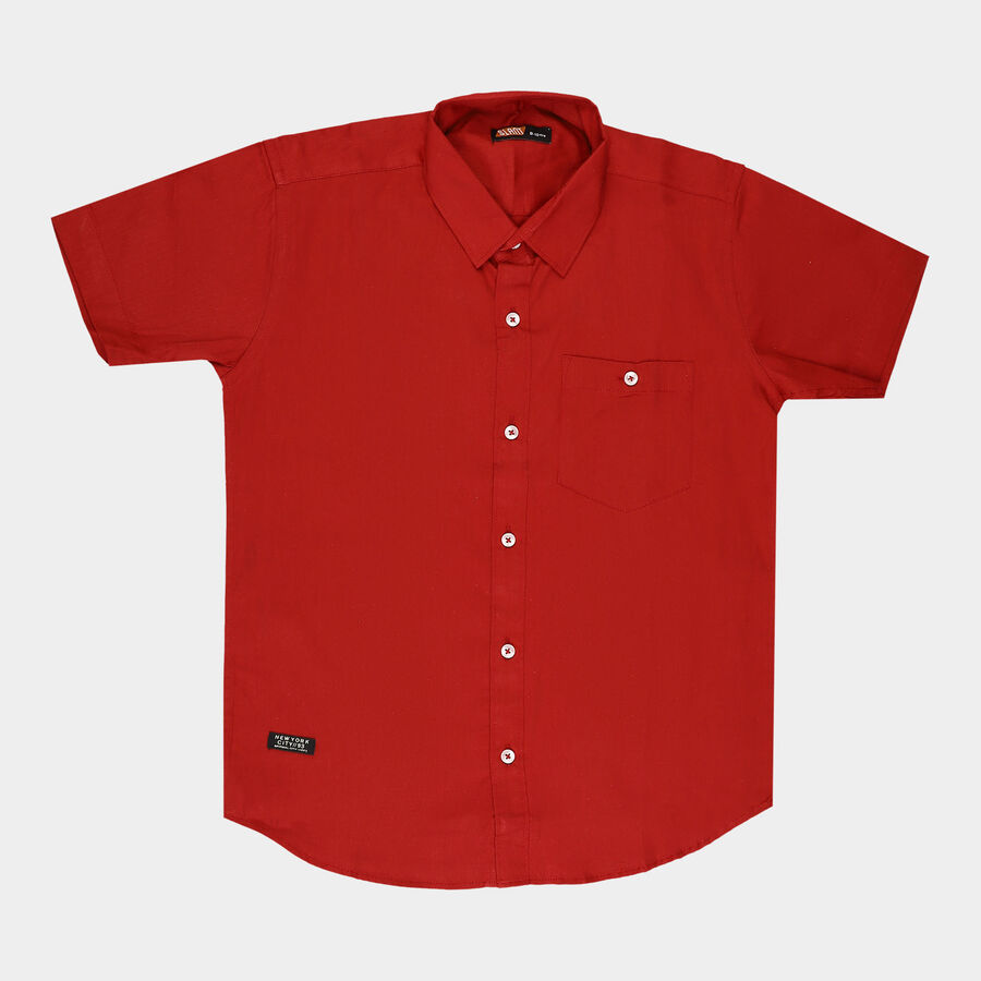 Boys Cotton Solid Casual Shirt, मरून, large image number null