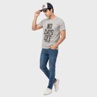 Men's Grey Round Neck Graphic Print T-Shirt, Melange Light Grey, small